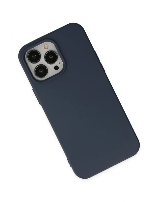 Newface iPhone 15 Pro Kılıf Nano içi Kadife Silikon - Lacivert