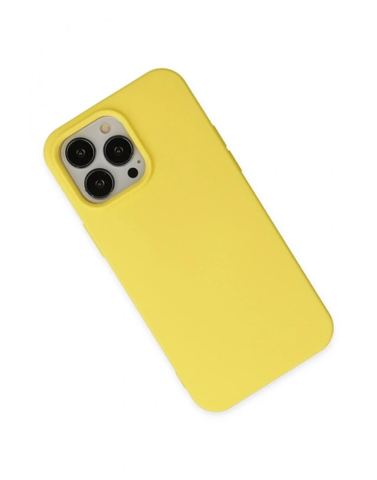 Newface iPhone 15 Pro Kılıf Nano içi Kadife Silikon - Sarı