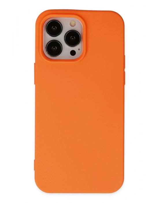 Newface iPhone 15 Pro Kılıf Nano içi Kadife Silikon - Turuncu