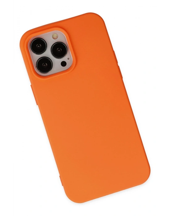 Newface iPhone 15 Pro Kılıf Nano içi Kadife Silikon - Turuncu