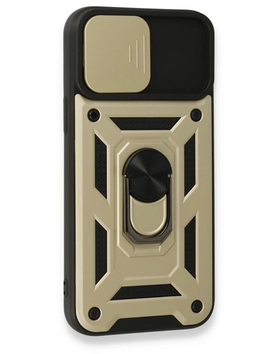 Newface iPhone 15 Pro Kılıf Pars Lens Yüzüklü Silikon - Gold