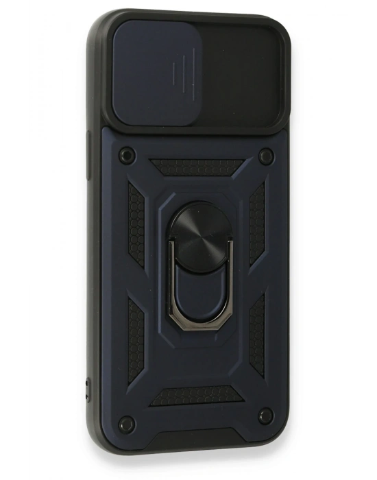 Newface iPhone 15 Pro Kılıf Pars Lens Yüzüklü Silikon - Lacivert