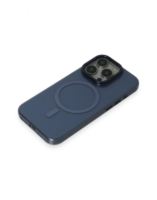Newface iPhone 15 Pro Max Kılıf Anka PC Magneticsafe Sert Metal Kapak - Lacivert