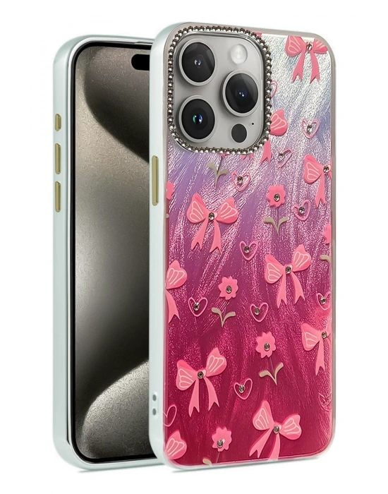 Newface iPhone 15 Pro Max Kılıf Blade Aynalı Desenli Kapak - Desen 3