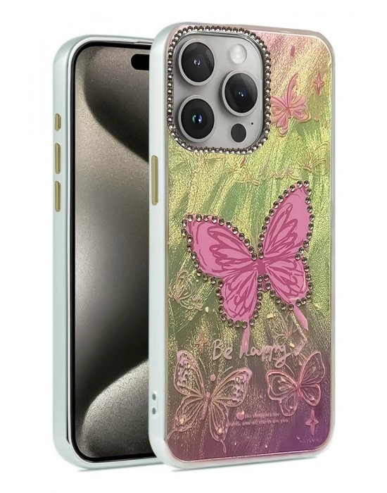 Newface iPhone 15 Pro Max Kılıf Blade Aynalı Desenli Kapak - Desen 5