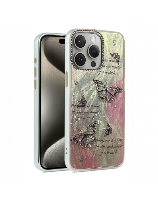 Newface iPhone 15 Pro Max Kılıf Blade Aynalı Desenli Kapak - Desen 6