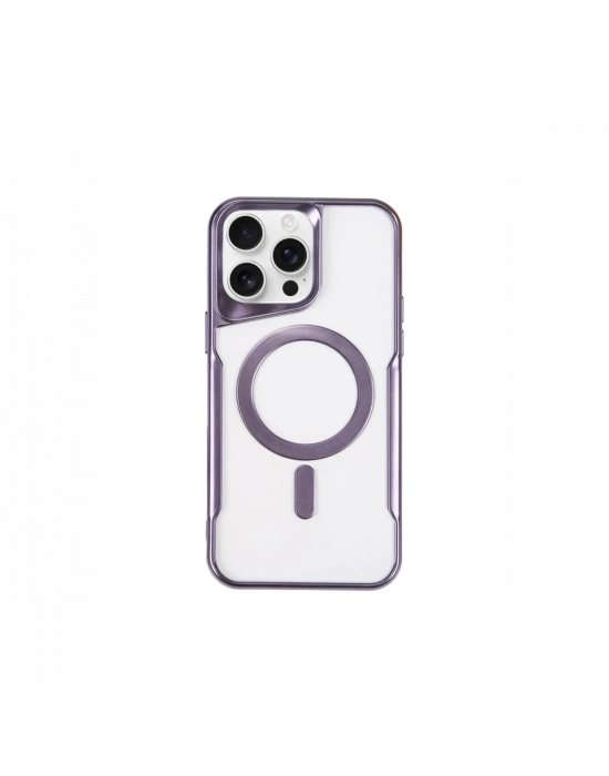 Newface iPhone 15 Pro Max Kılıf Boyi Magsafe Silikon Kapak - Derin Mor