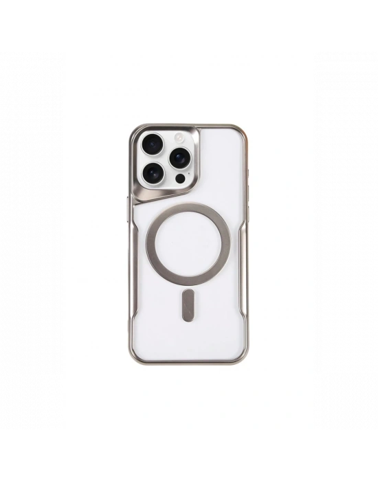 Newface iPhone 15 Pro Max Kılıf Boyi Magsafe Silikon Kapak - Gümüş