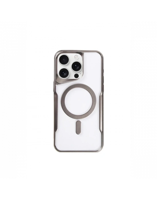 Newface iPhone 15 Pro Max Kılıf Boyi Magsafe Silikon Kapak - Titan Gri