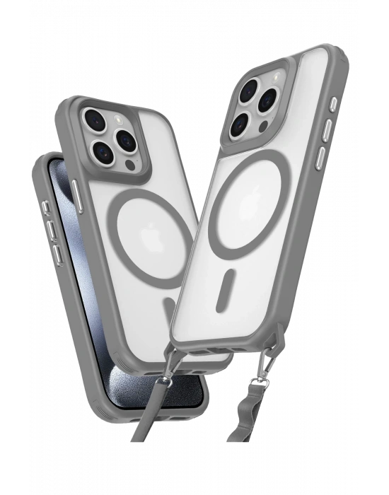 Newface iPhone 15 Pro Max Kılıf Enka Magsafe Silikon Kılıf - Titan Gri