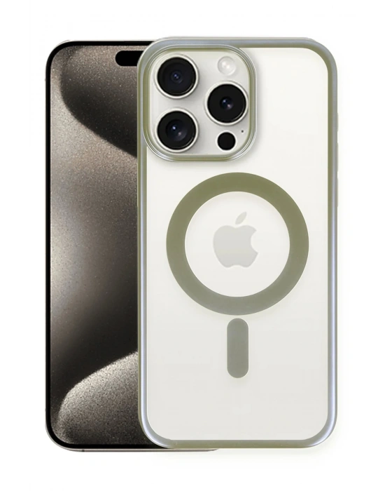 Newface iPhone 15 Pro Max Kılıf Erozi Magsafe Kapak - Gri