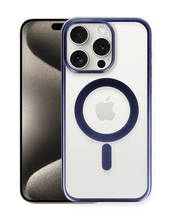 Newface iPhone 15 Pro Max Kılıf Erozi Magsafe Kapak - Lacivert