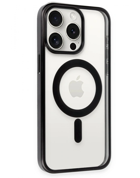 Newface iPhone 15 Pro Max Kılıf Erozi Magsafe Kapak - Siyah