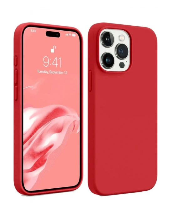 Newface iPhone 15 Pro Max Kılıf First Silikon - Kırmızı