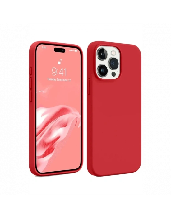 Newface iPhone 15 Pro Max Kılıf First Silikon - Kırmızı