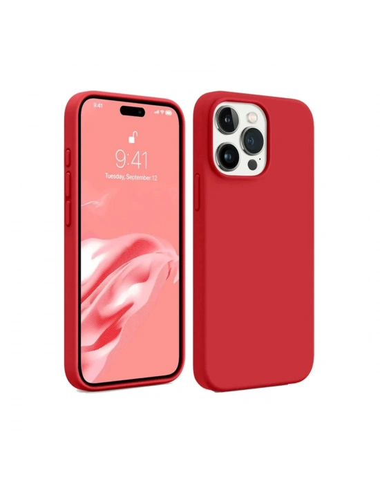 Newface iPhone 15 Pro Max Kılıf First Silikon - Kırmızı