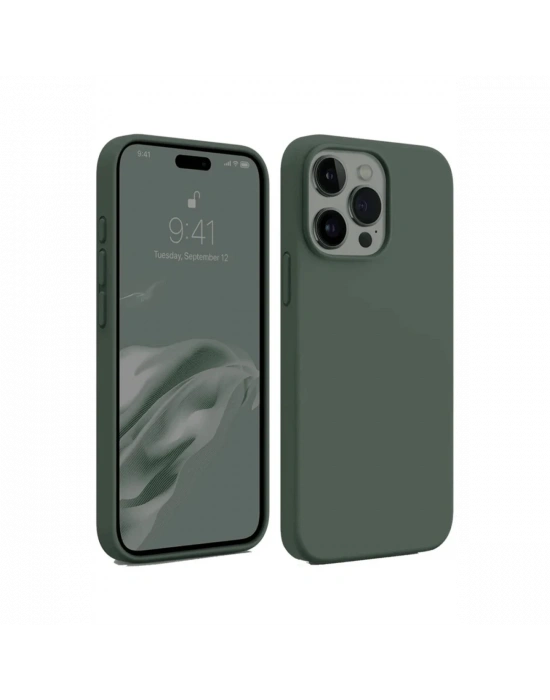 Newface iPhone 15 Pro Max Kılıf First Silikon - Koyu Yeşil