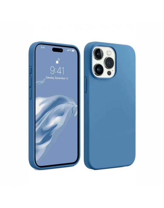 Newface iPhone 15 Pro Max Kılıf First Silikon - Mavi