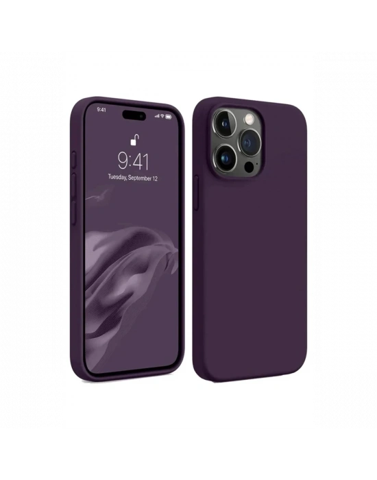 Newface iPhone 15 Pro Max Kılıf First Silikon - Mürdüm