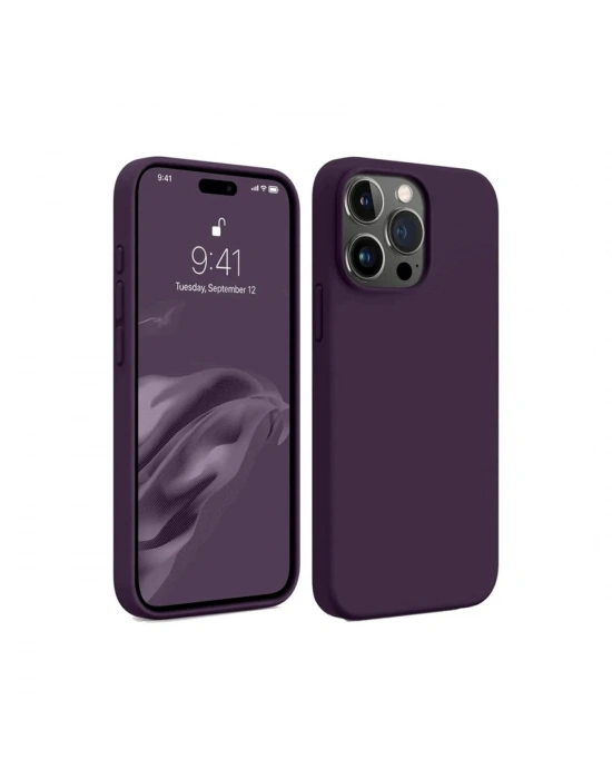 Newface iPhone 15 Pro Max Kılıf First Silikon - Mürdüm