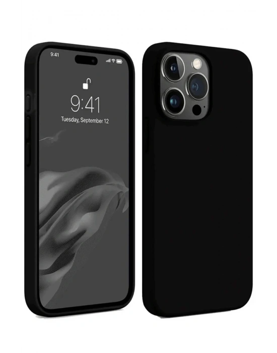 Newface iPhone 15 Pro Max Kılıf First Silikon - Siyah