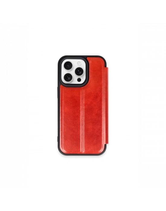 Newface iPhone 15 Pro Max Kılıf Flip Cover - Kırmızı