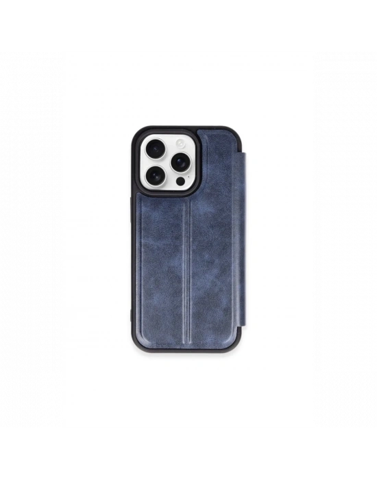 Newface iPhone 15 Pro Max Kılıf Flip Cover - Lacivert