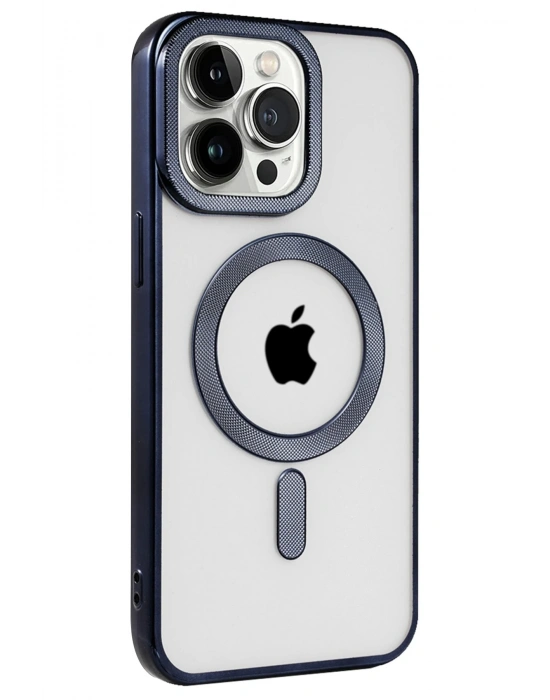 Newface iPhone 15 Pro Max Kılıf Kronos Magsafe Kapak - Lacivert