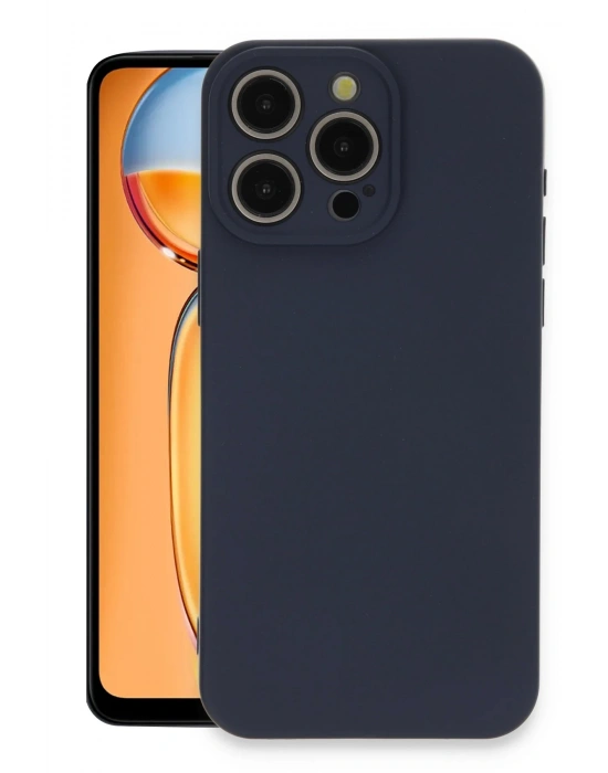 Newface iPhone 15 Pro Max Kılıf Nano içi Kadife Silikon - Lacivert