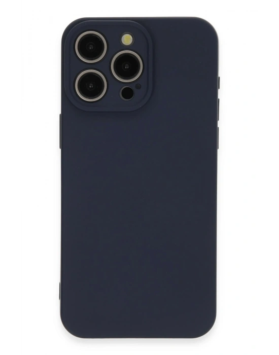 Newface iPhone 15 Pro Max Kılıf Nano içi Kadife Silikon - Lacivert