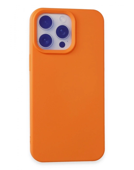 Newface iPhone 15 Pro Max Kılıf Nano içi Kadife Silikon - Turuncu