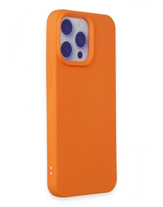 Newface iPhone 15 Pro Max Kılıf Nano içi Kadife Silikon - Turuncu