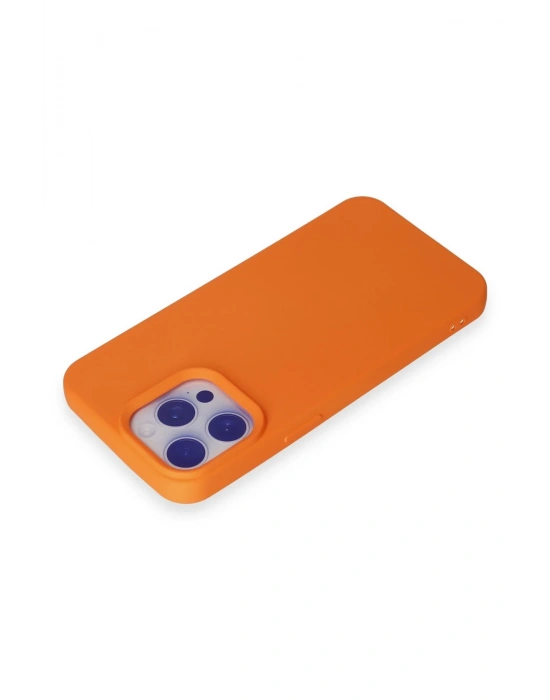 Newface iPhone 15 Pro Max Kılıf Nano içi Kadife Silikon - Turuncu