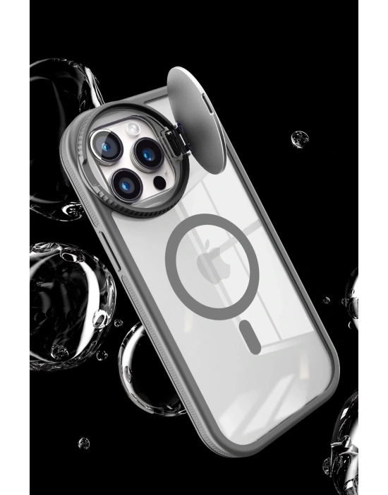 Newface iPhone 15 Pro Max Kılıf Teleskop Lens Magsafe Silikon Kapak - Koyu Yeşil