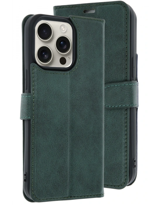 Newface iPhone 15 Pro Max Kılıf Trend S Plus Kapaklı Kılıf - Koyu Yeşil