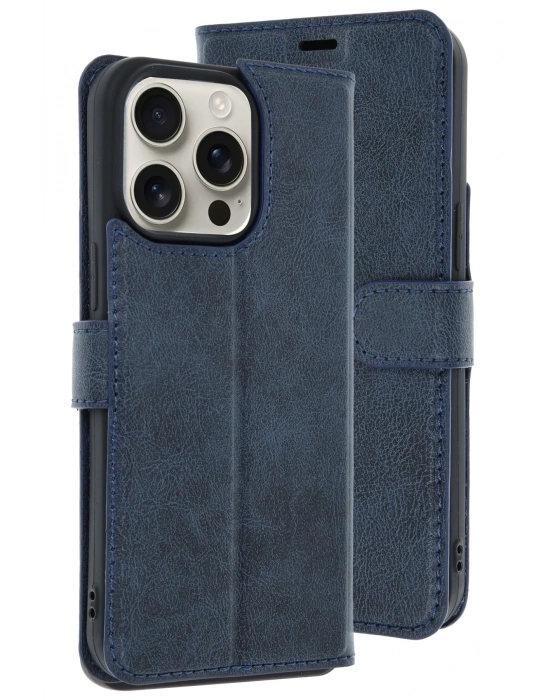 Newface iPhone 15 Pro Max Kılıf Trend S Plus Kapaklı Kılıf - Lacivert