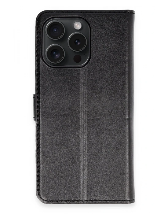 Newface iPhone 15 Pro Max Kılıf Trend S Plus Kapaklı Kılıf - Siyah