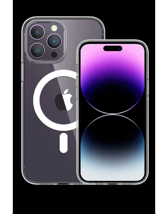 Newface iPhone 15 Pro Max Kılıf Tron Şeffaf Magsafe Kapak - Şeffaf