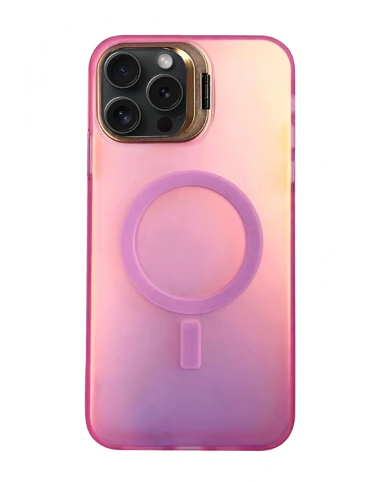 Newface iPhone 15 Pro Max Primera Magsafe Standlı Kapak - Pembe