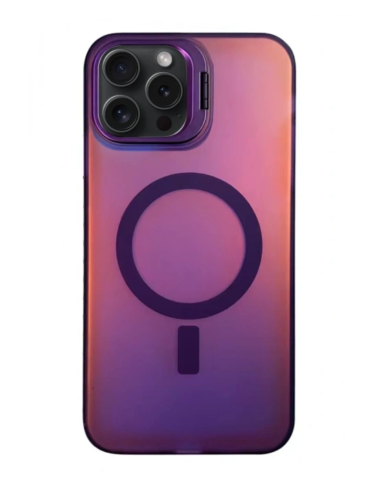 Newface iPhone 15 Pro Primera Magsafe Standlı Kapak - Derin Mor