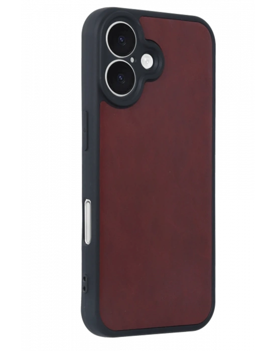 Newface iPhone 16 Kılıf Aras Deri Kapak - Bordo