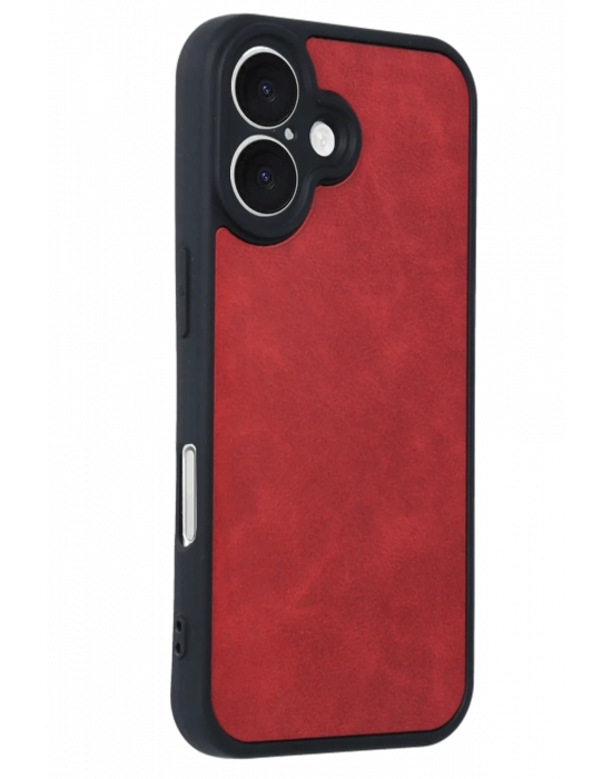 Newface iPhone 16 Kılıf Aras Deri Kapak - Kırmızı