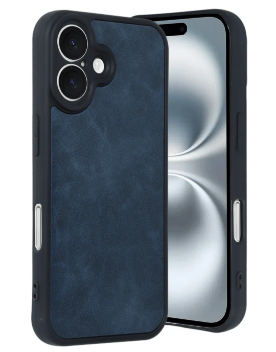 Newface iPhone 16 Kılıf Aras Deri Kapak - Lacivert