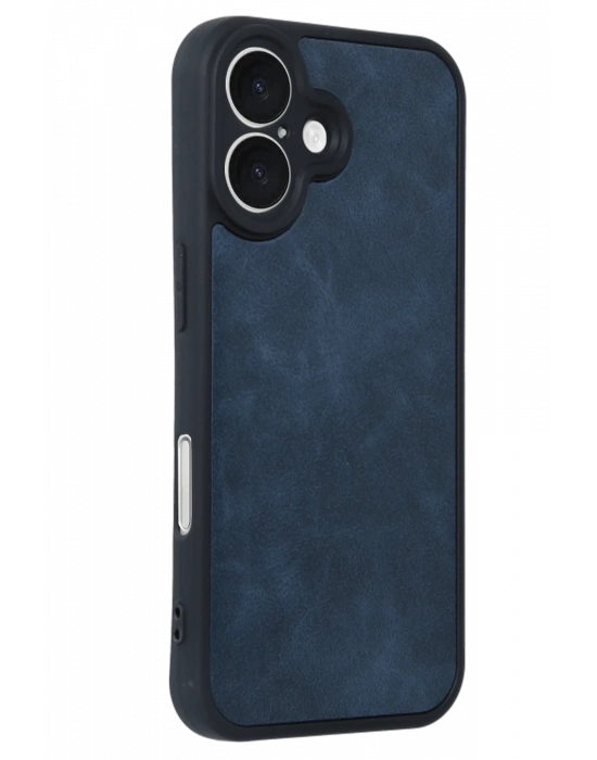 Newface iPhone 16 Kılıf Aras Deri Kapak - Lacivert