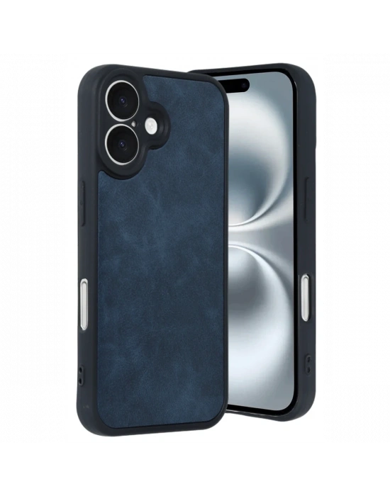 Newface iPhone 16 Kılıf Aras Deri Kapak - Lacivert