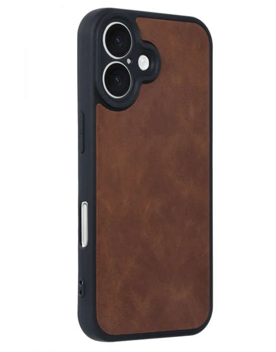 Newface iPhone 16 Kılıf Aras Deri Kapak - Taba