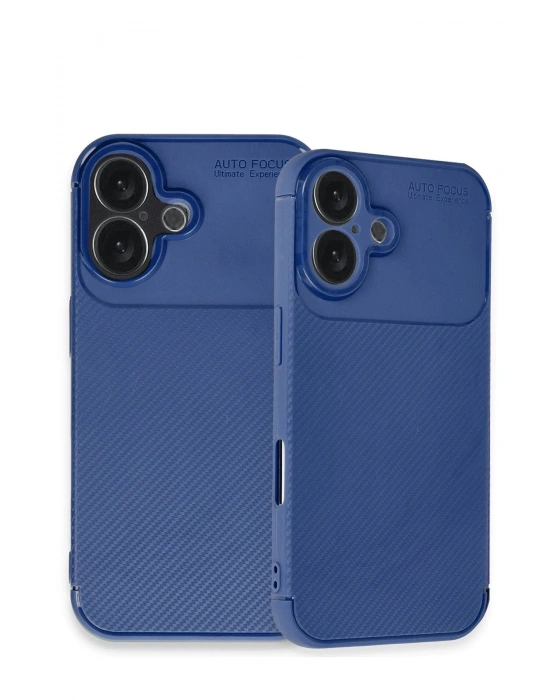Newface iPhone 16 Kılıf Auto Focus Karbon Kapak - Lacivert
