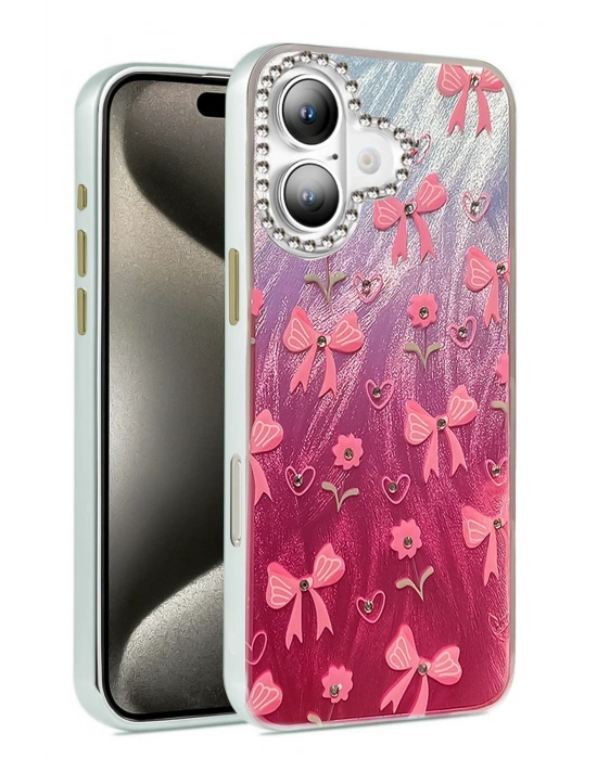 Newface iPhone 16 Kılıf Blade Aynalı Desenli Kapak - Desen 3