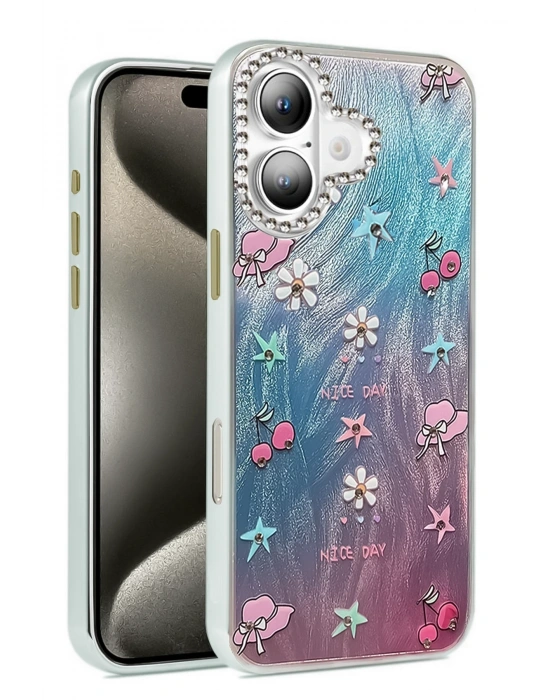 Newface iPhone 16 Kılıf Blade Aynalı Desenli Kapak - Desen 4