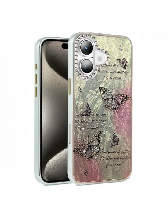 Newface iPhone 16 Kılıf Blade Aynalı Desenli Kapak - Desen 6